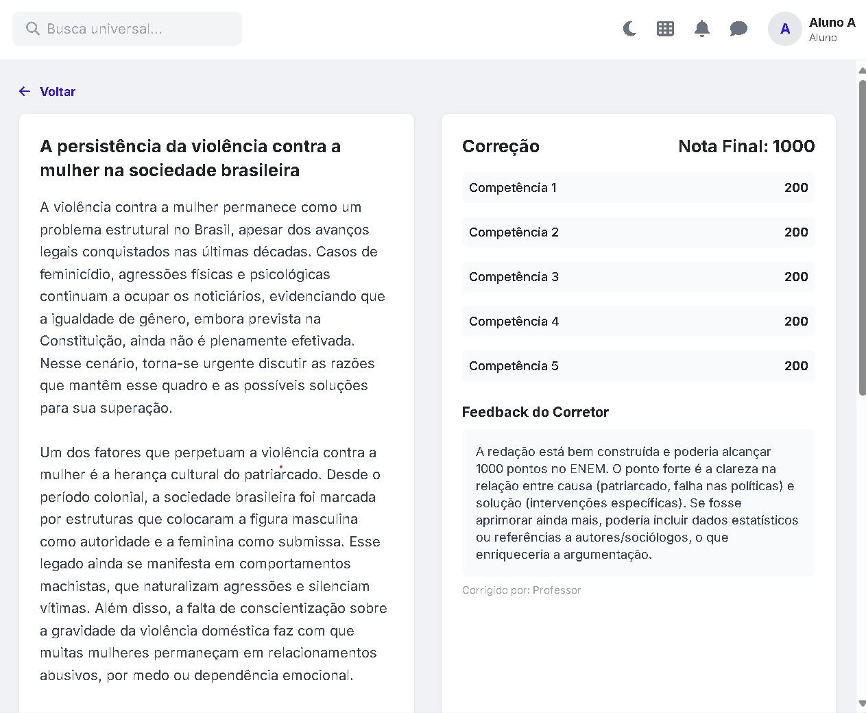 Detalhe da Correção